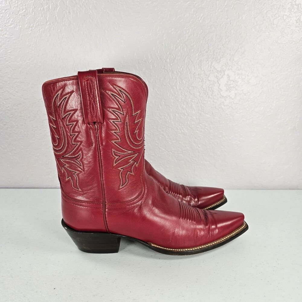 Lucchese Classics Handmade Dale Boots Womens 9 B Red Luster Western Cowgirl
